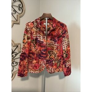 Coldwater Creek Jacket Womens PL‎ Colorful Floral Paisley Festival Artsy Blazer